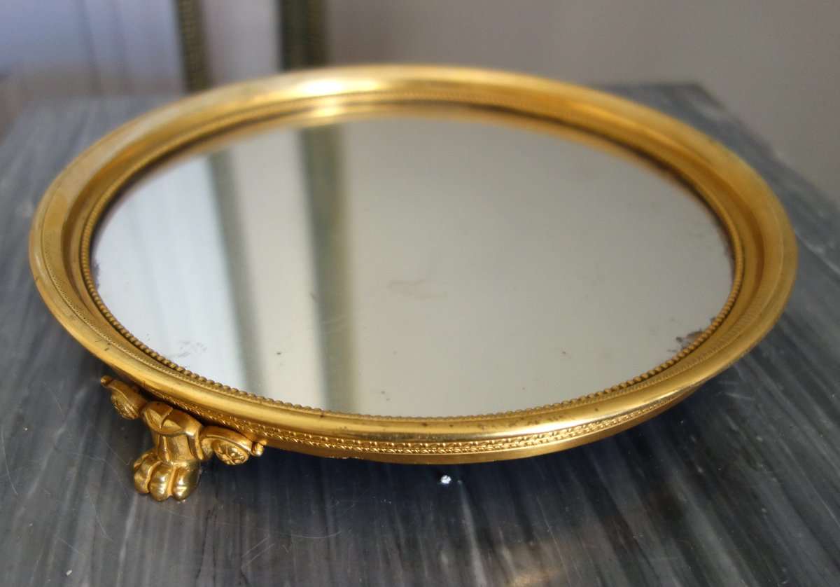 Gilded Bronze Table Tray With A Mercury Mirror, Empire Period-photo-3