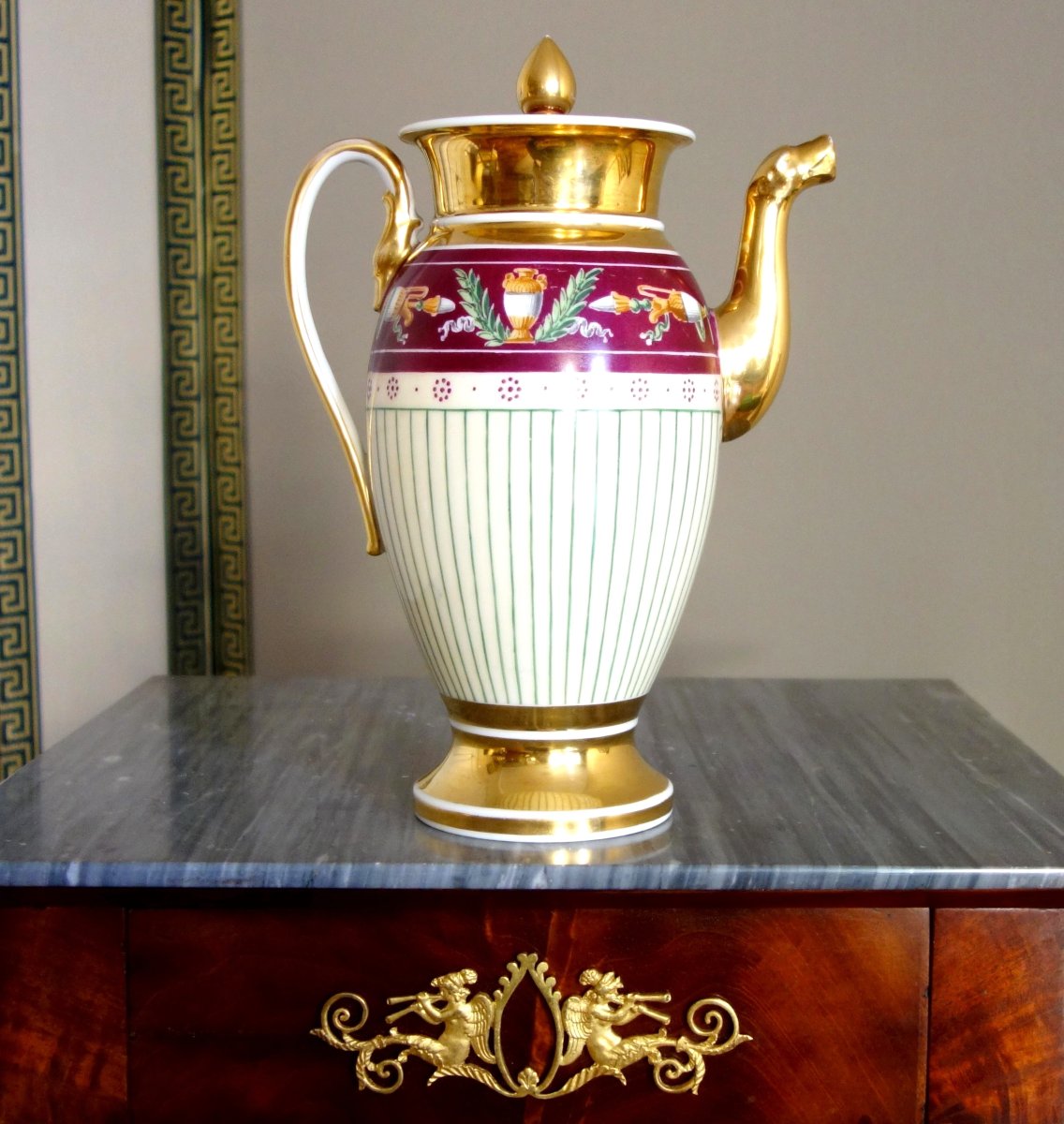 Coffee Pot, Porcelain From The Empire And Restoration Periods, Attributed To The Lebon Halley Manufactory 
