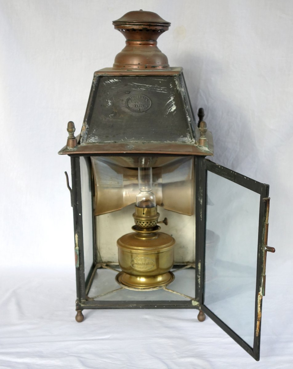 Wall Lantern, Complete With Its Kerosene Lamp And Reflector—late 19th-century Neoclassical Style-photo-3