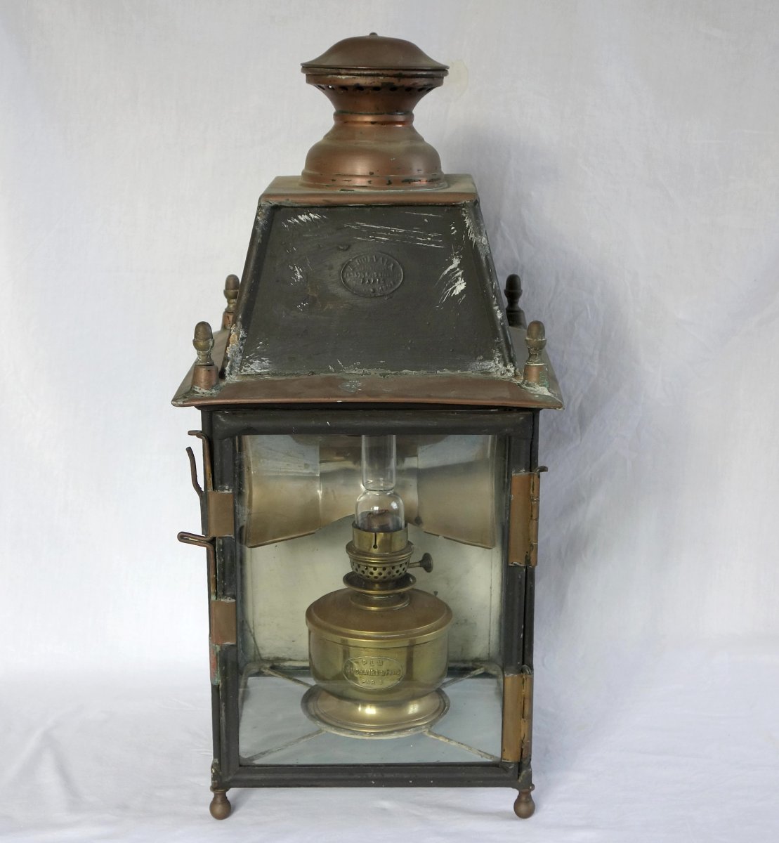Wall Lantern, Complete With Its Kerosene Lamp And Reflector—late 19th-century Neoclassical Style-photo-4