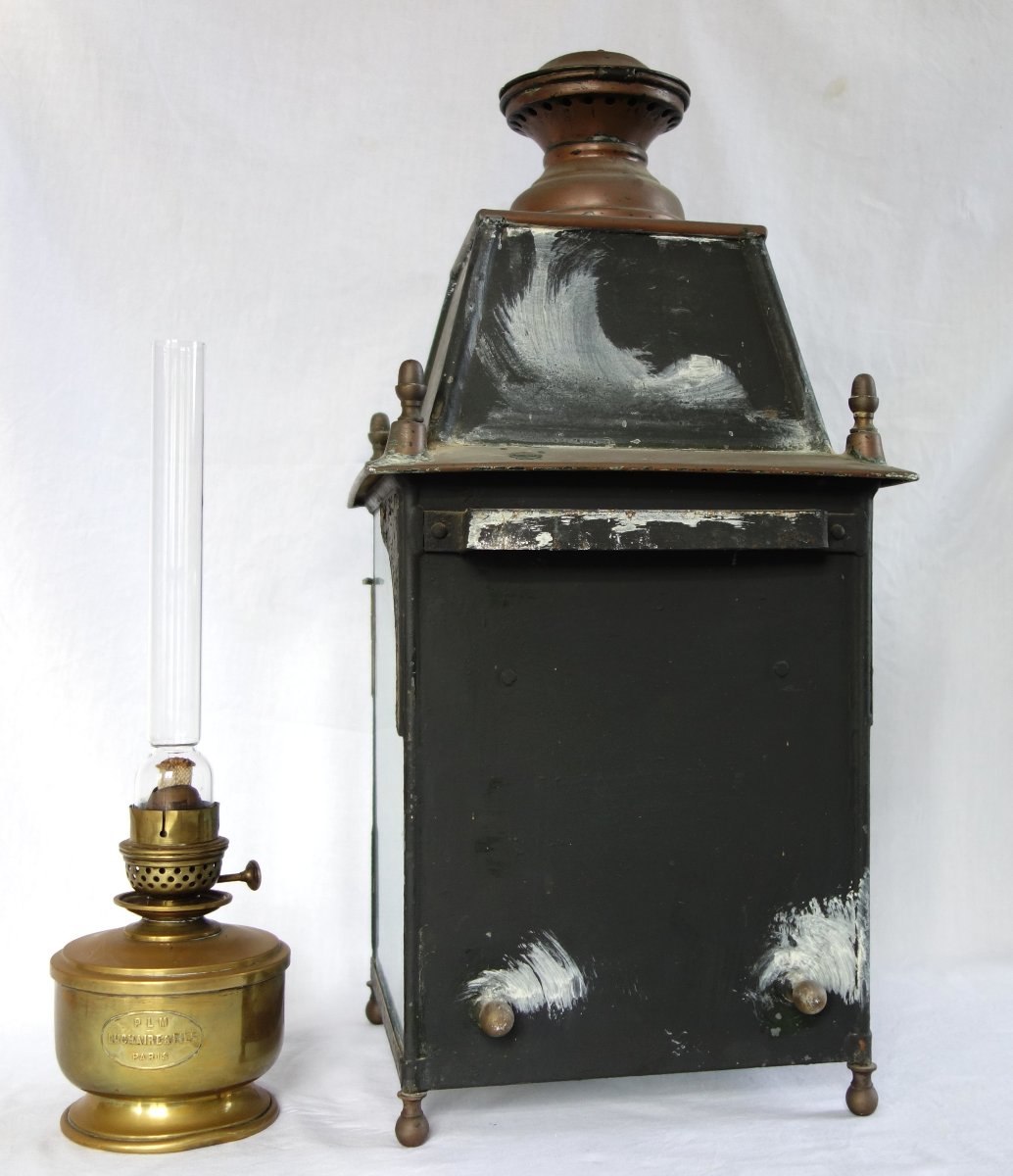 Wall Lantern, Complete With Its Kerosene Lamp And Reflector—late 19th-century Neoclassical Style-photo-2