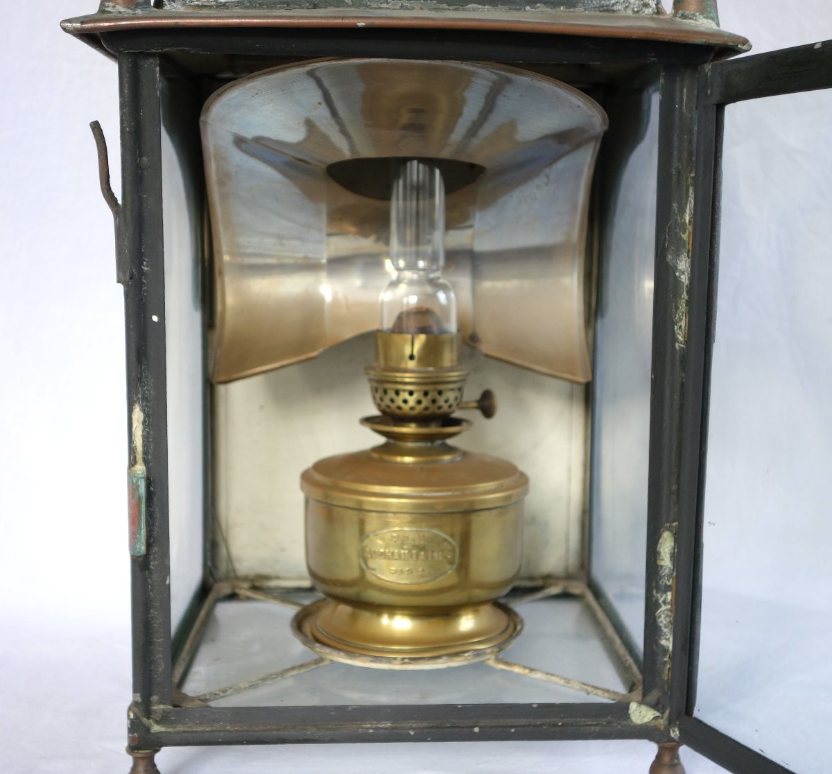 Wall Lantern, Complete With Its Kerosene Lamp And Reflector—late 19th-century Neoclassical Style-photo-5