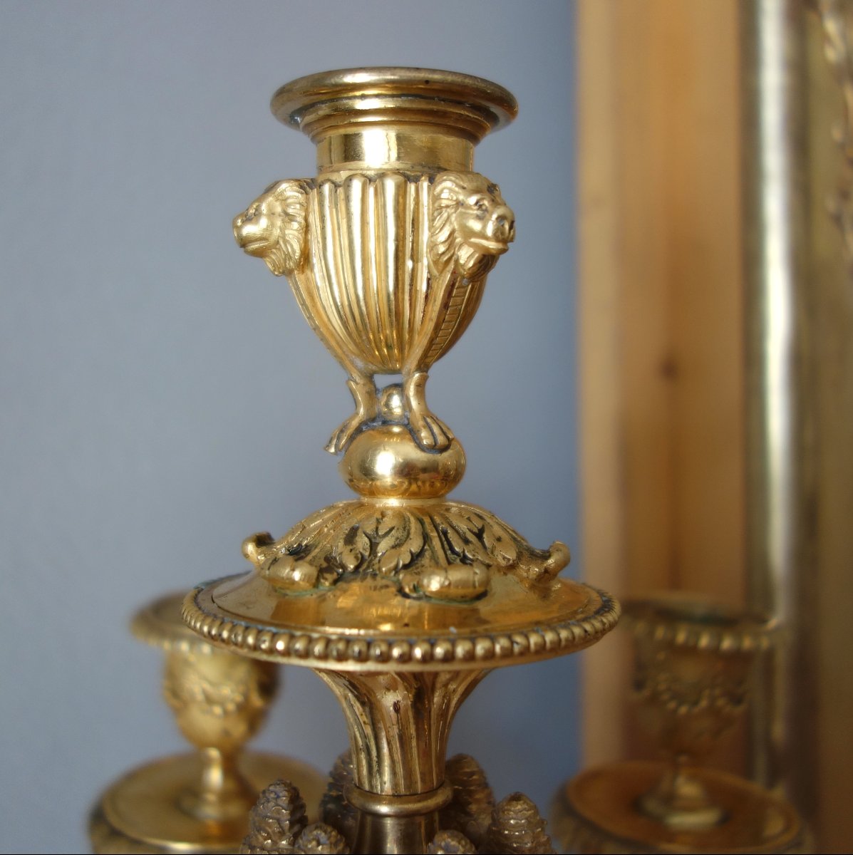 A Pair Of Important Gilded Bronze Candelabra Attributed To Denière, Based On Dugourc-photo-3