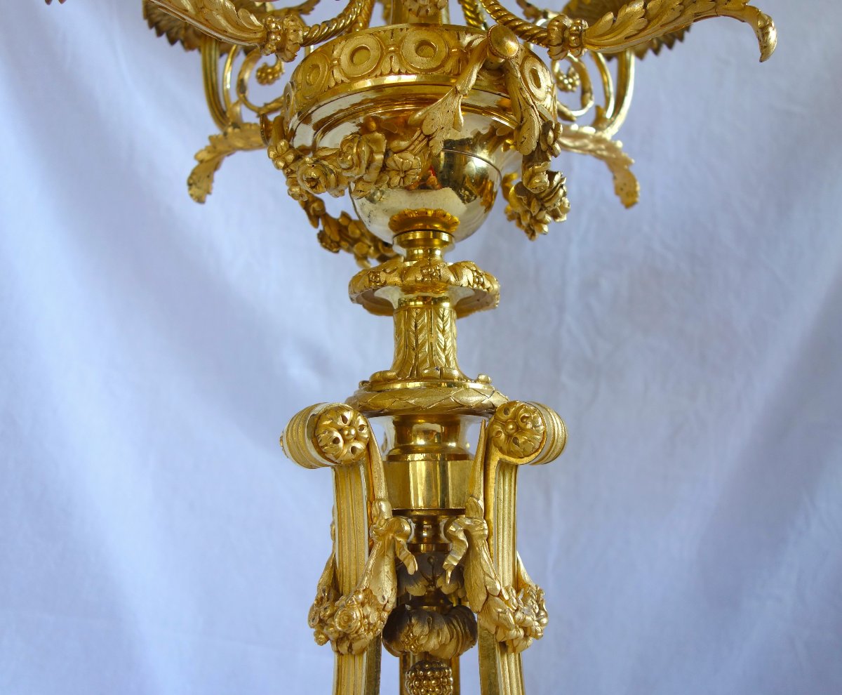 A Pair Of Important Gilded Bronze Candelabra Attributed To Denière, Based On Dugourc-photo-6