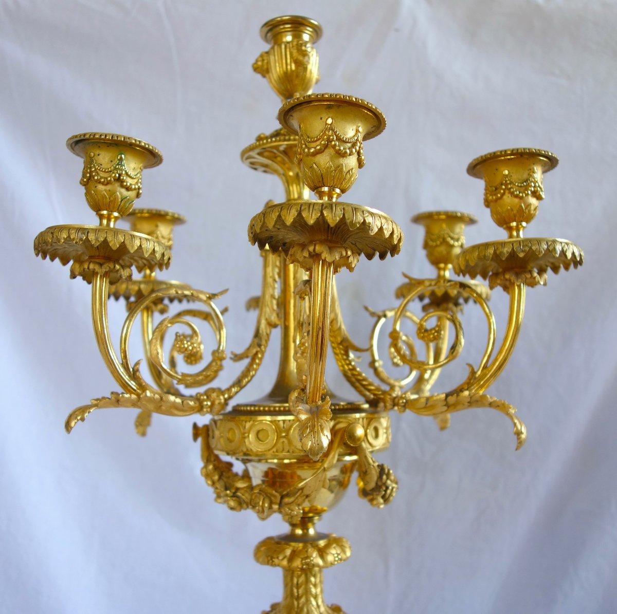 A Pair Of Important Gilded Bronze Candelabra Attributed To Denière, Based On Dugourc-photo-7