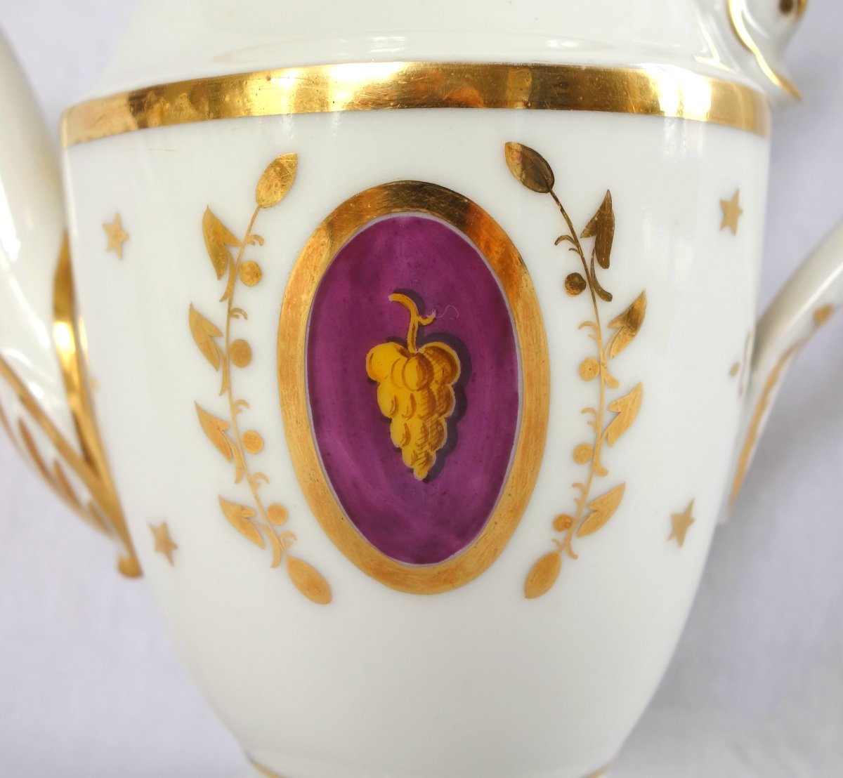Empire-style Coffee Set For 10, Gilded Paris Porcelain  - 13 Pieces-photo-3