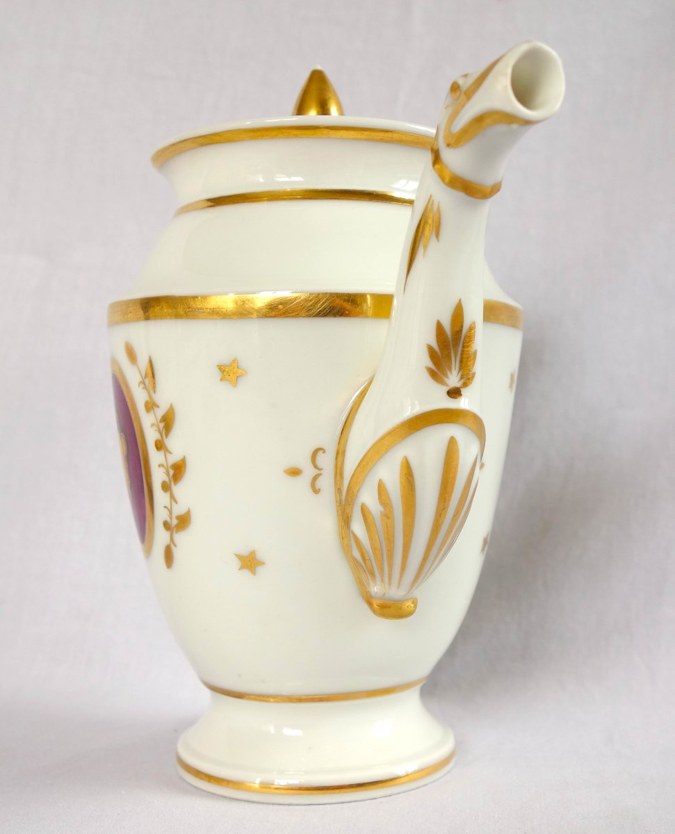 Empire-style Coffee Set For 10, Gilded Paris Porcelain  - 13 Pieces-photo-4