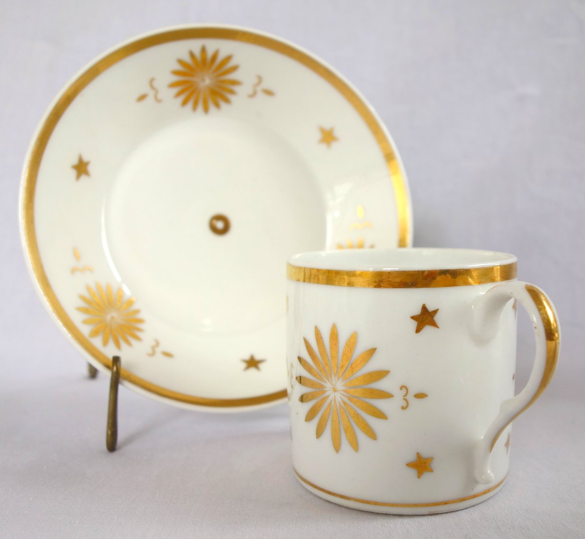 Empire-style Coffee Set For 10, Gilded Paris Porcelain  - 13 Pieces-photo-4