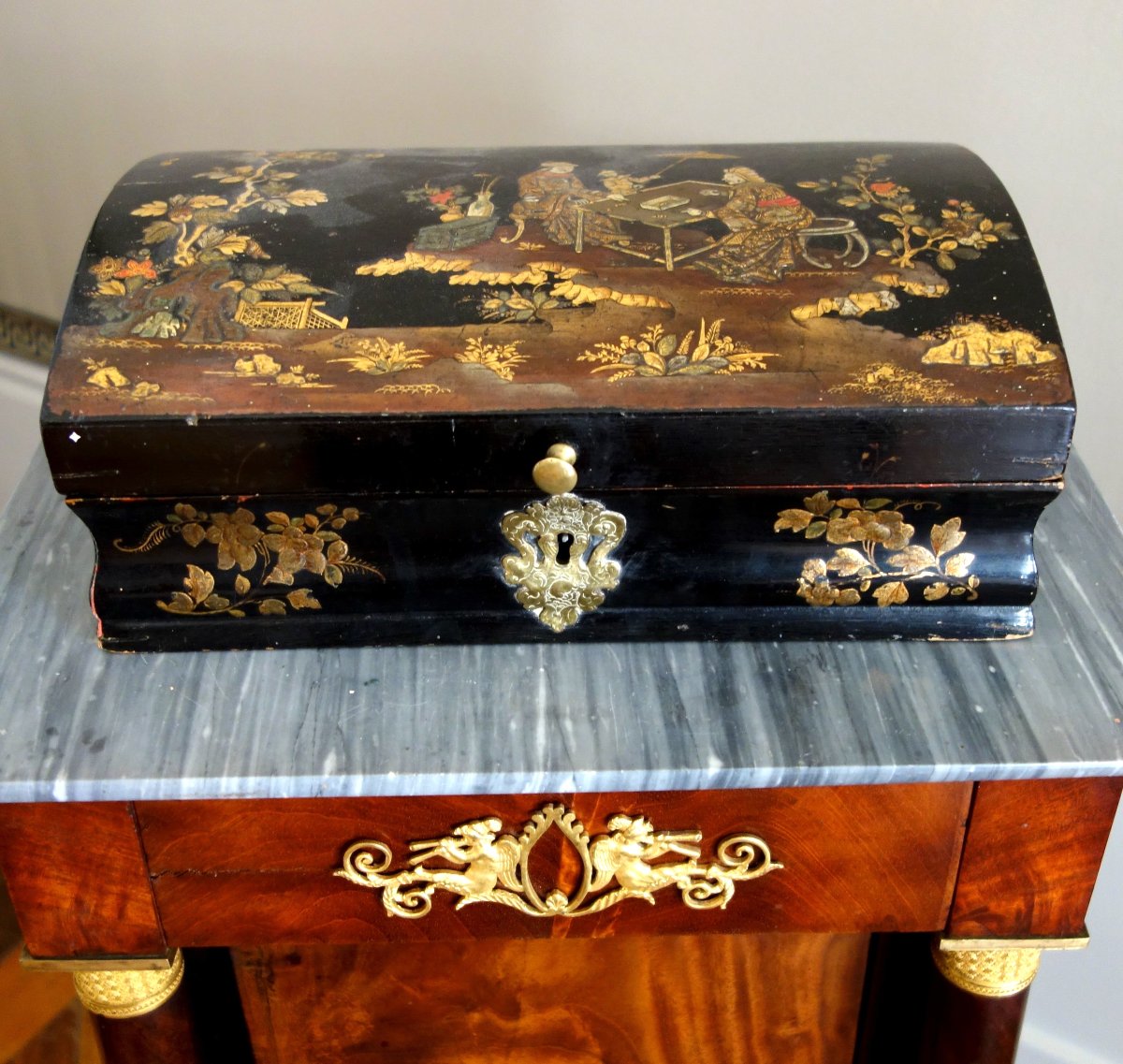 Martin Lacquer Wig Box - Japanese Lacquer Design - Louis XV Style-photo-2