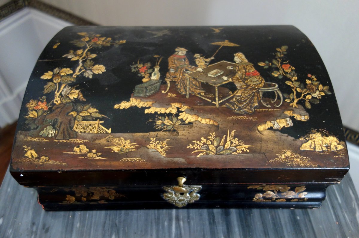 Martin Lacquer Wig Box - Japanese Lacquer Design - Louis XV Style-photo-3