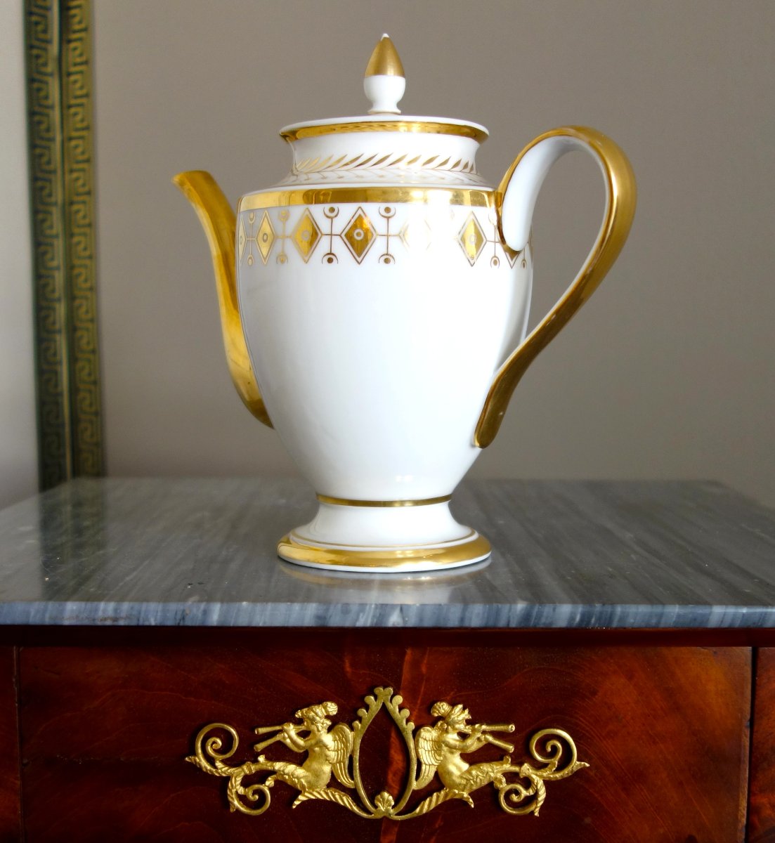 Manufacture Nast - Teapot Made Of Porcelain Gilded With Fine Gold - Empire Period-photo-3