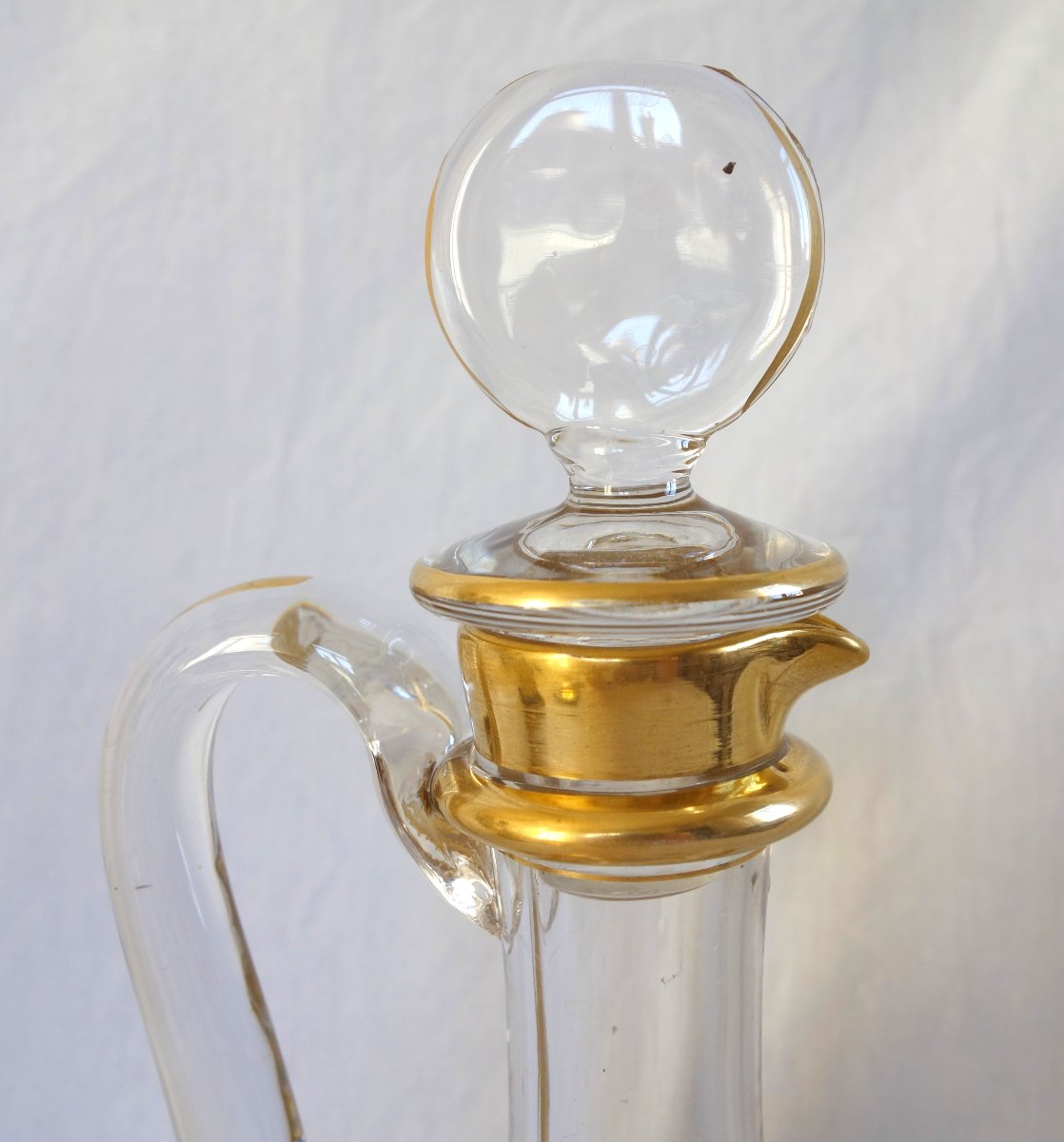 Baccarat - Carafe aiguière en cristal doré d'époque Art Nouveau - étiquette papier-photo-5