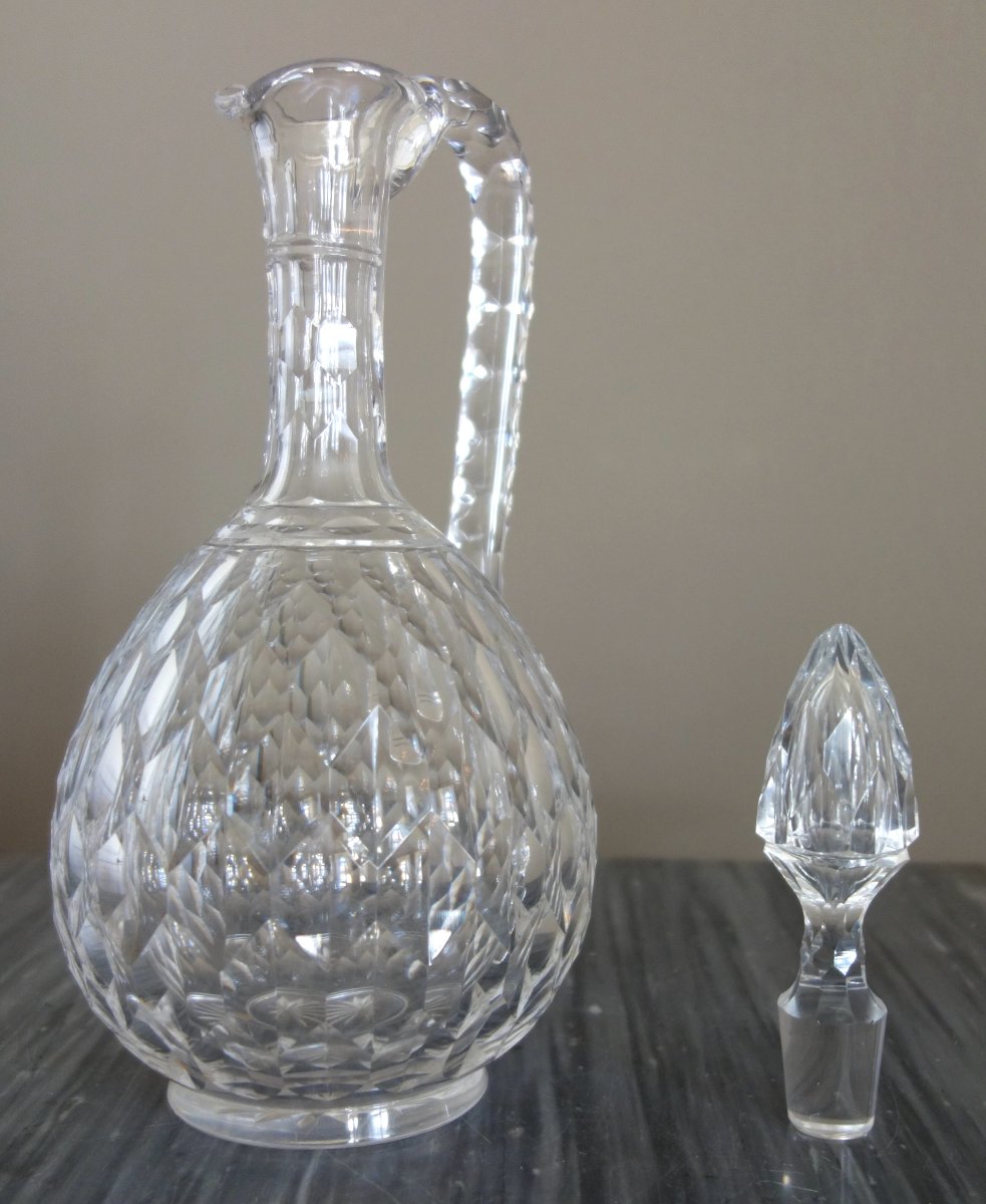 Baccarat Cut Crystal Water Jug, Juvisy Model (official Elysée Service) Label-photo-3