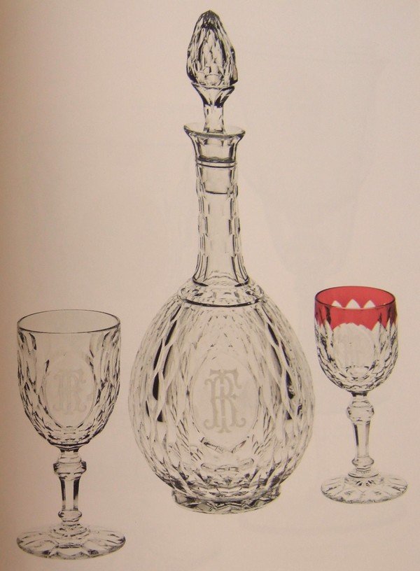 Baccarat Cut Crystal Water Jug, Juvisy Model (official Elysée Service) Label-photo-8