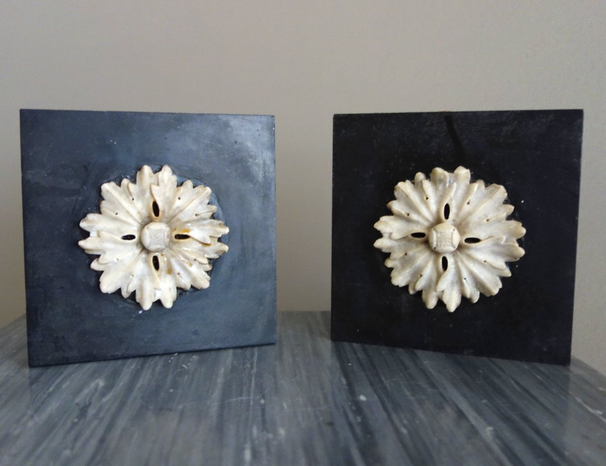Pair Of Louis XVI-style Paperweights In White And Black Marble—early 19th Century-photo-2