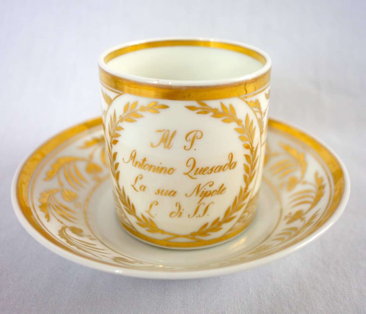 Pair Of Empire-period Porcelain Coffee Cups, Naples, Capodimonte?-photo-2