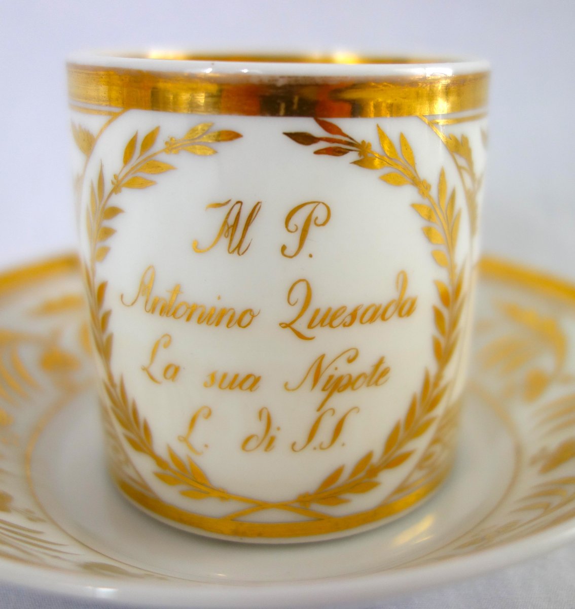 Pair Of Empire-period Porcelain Coffee Cups, Naples, Capodimonte?-photo-3