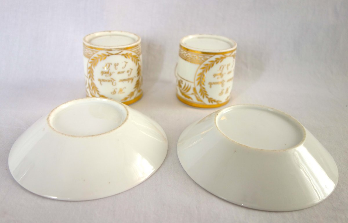 Pair Of Empire-period Porcelain Coffee Cups, Naples, Capodimonte?-photo-4
