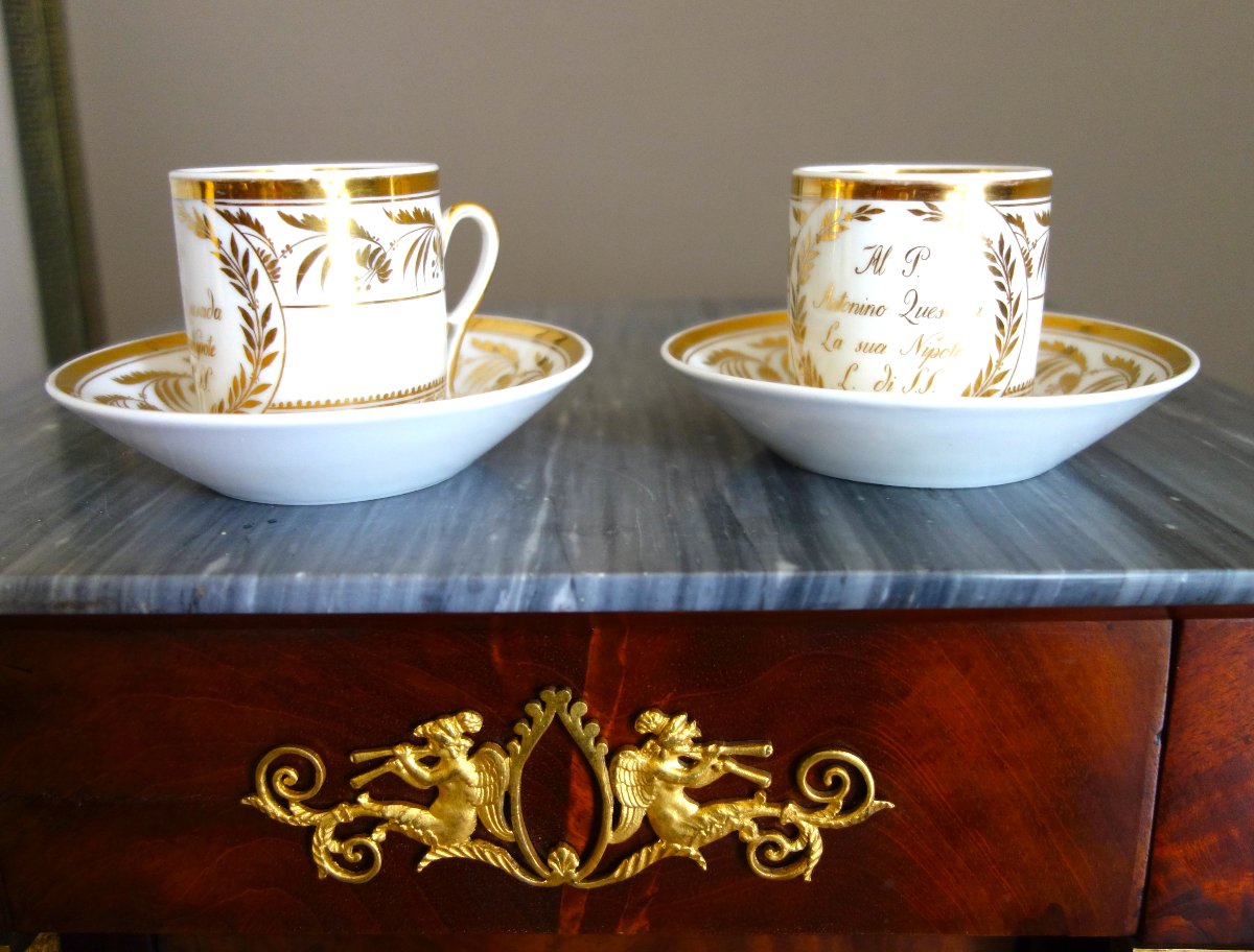 Pair Of Empire-period Porcelain Coffee Cups, Naples, Capodimonte?-photo-8