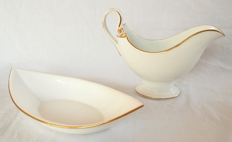 Nast: Empire-period Sauceboat Made Of White And Gold Paris Porcelain-photo-5