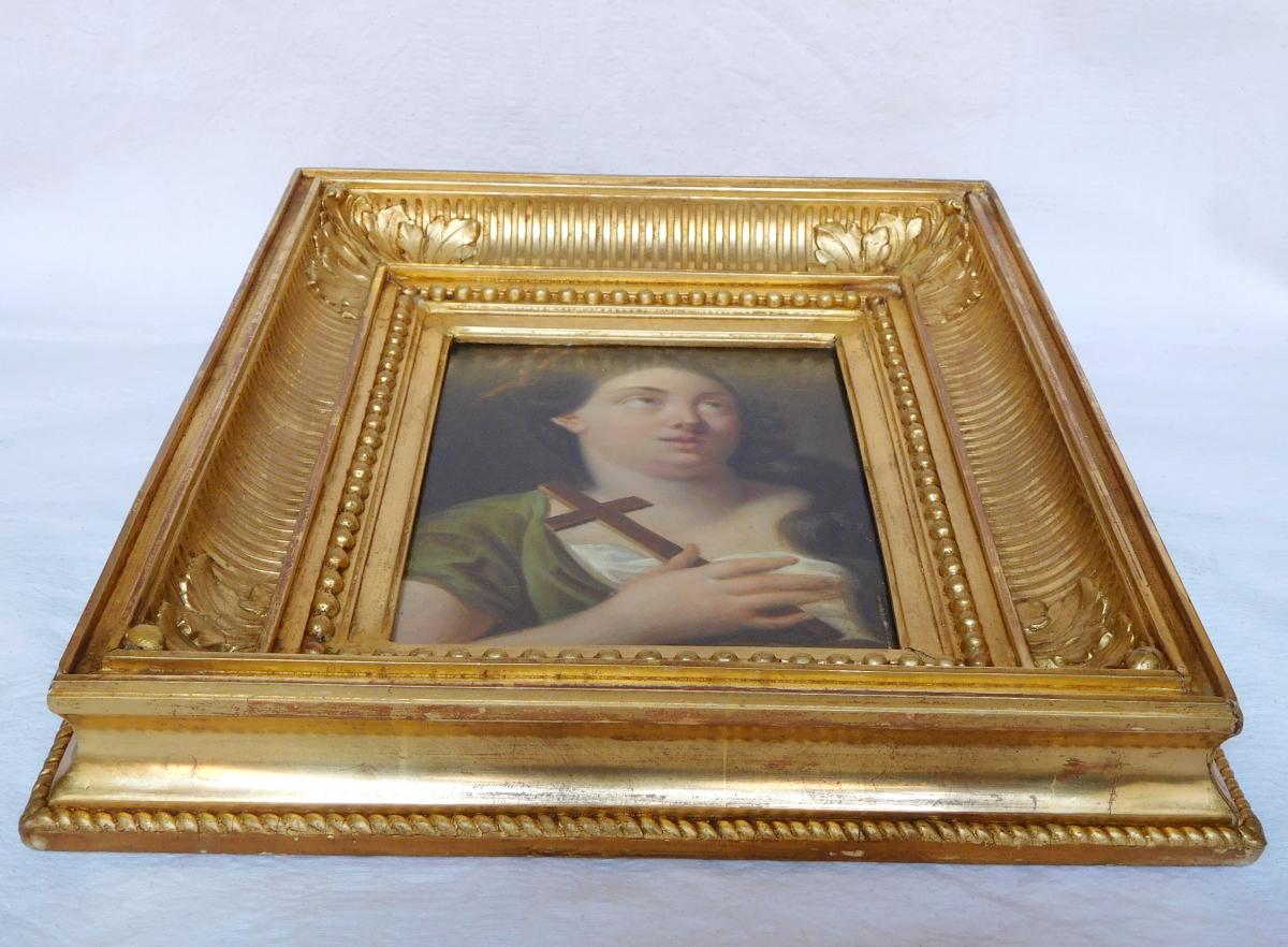 Early 19th Century French School, Portrait Of Saint Mary Magdalene, Hsp Golden Frame-photo-1