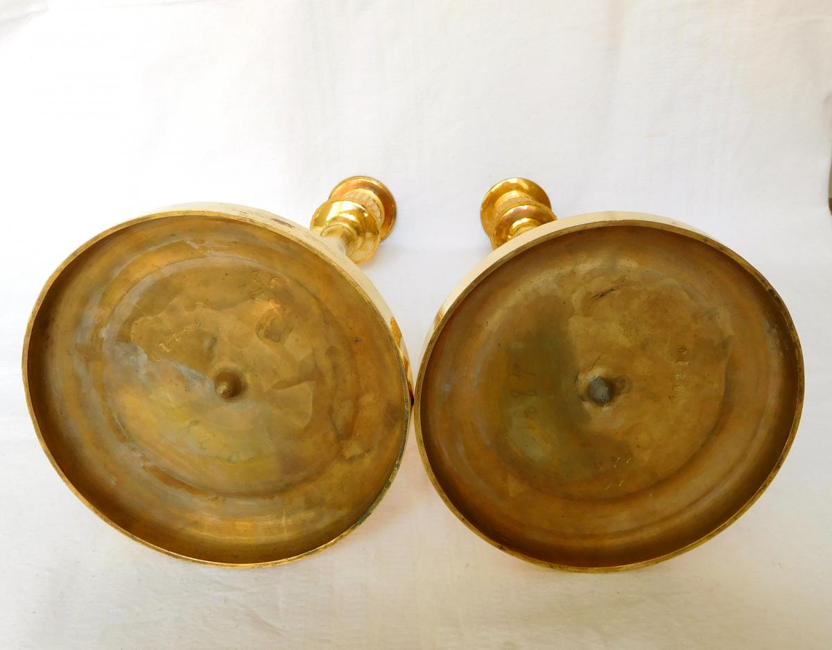 Claude Galle - Pair Of Empire Period Ormolu Candlesticks-photo-2