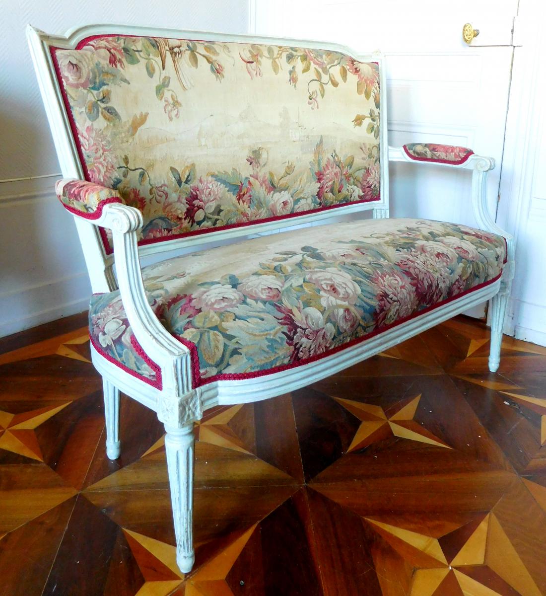 2 Seats Louis XVI Sofa With Aubusson Tapestry - Circa 1780-photo-2