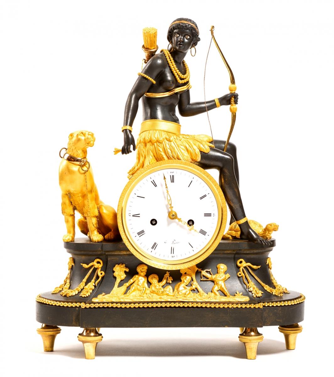 Pendule Au Nègre, Allegory Of Africa - Directoire Circa 1800-photo-2