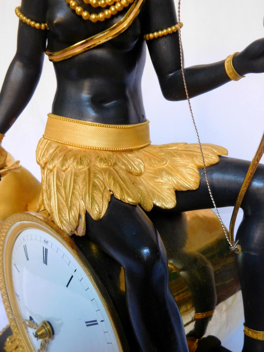 Pendule Au Nègre, Allegory Of Africa - Directoire Circa 1800-photo-2