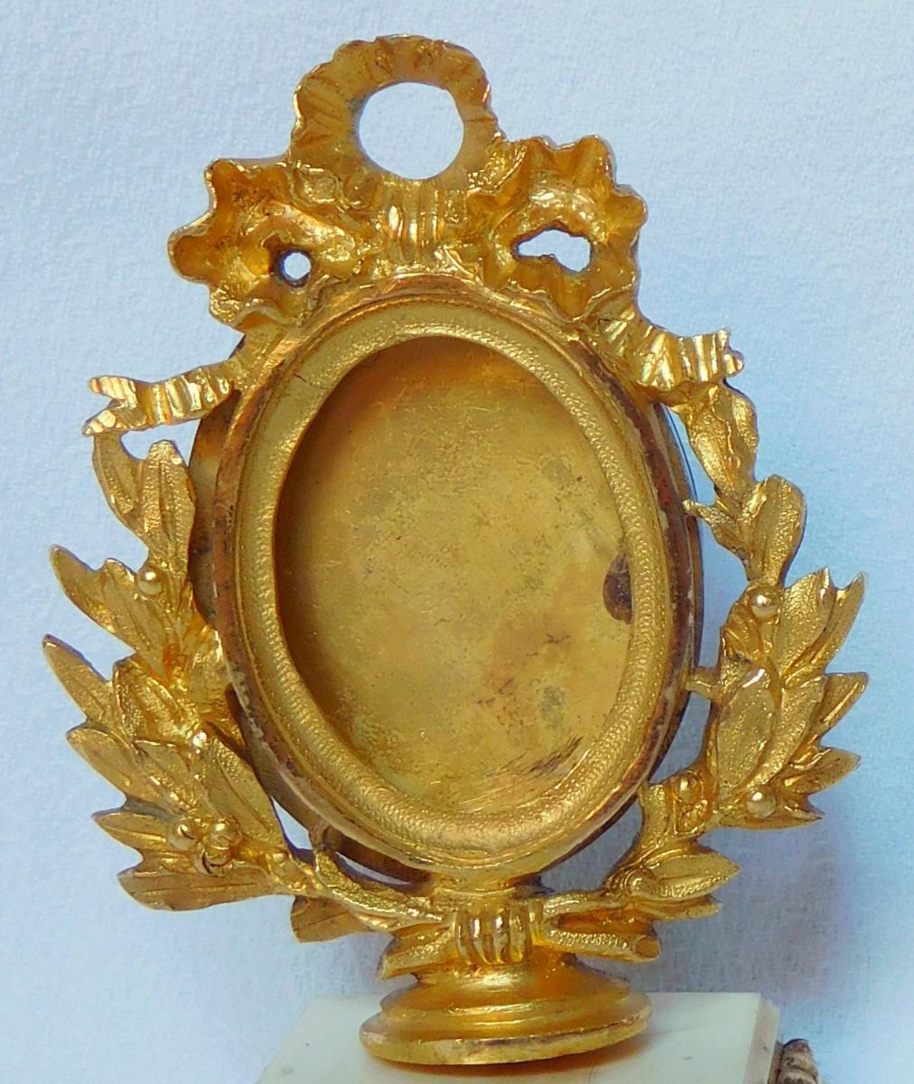 Pair Of Ormolu And Ivory Miniature Frames - Louis XVI Style Mid 19th Century-photo-2