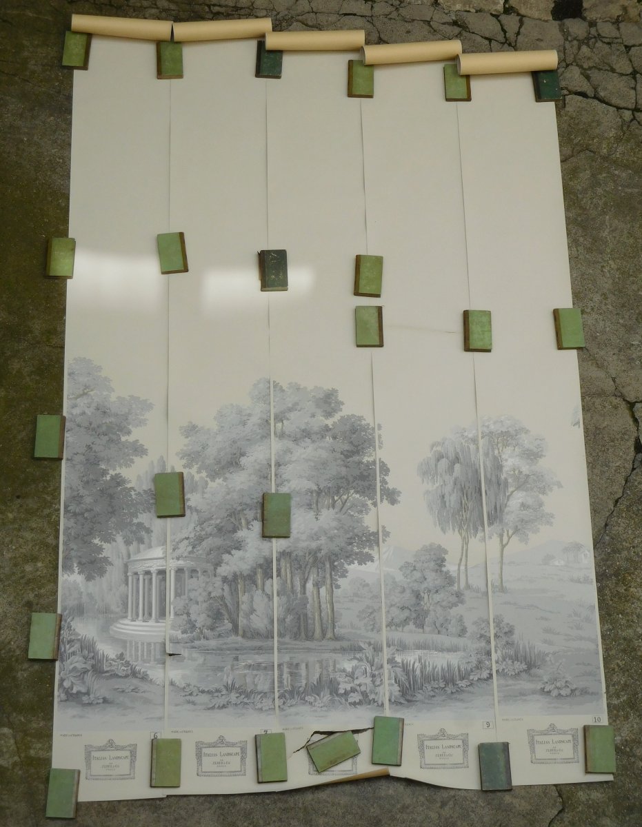 Papier Peint Panoramique Zuber  Complet & Jamais Posé, Paysage Italien Gris Clair 250cm X 500cm-photo-4