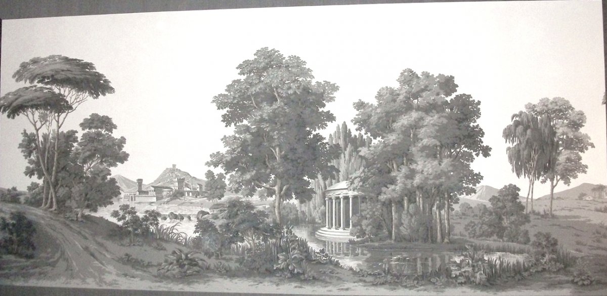 Papier Peint Panoramique Zuber  Complet & Jamais Posé, Paysage Italien Gris Clair 250cm X 500cm