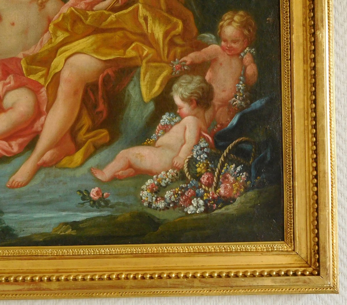 18th Century School, Butcher's Follower - Venus And Cupid Mythological Scene, Oil On Canvas-photo-3