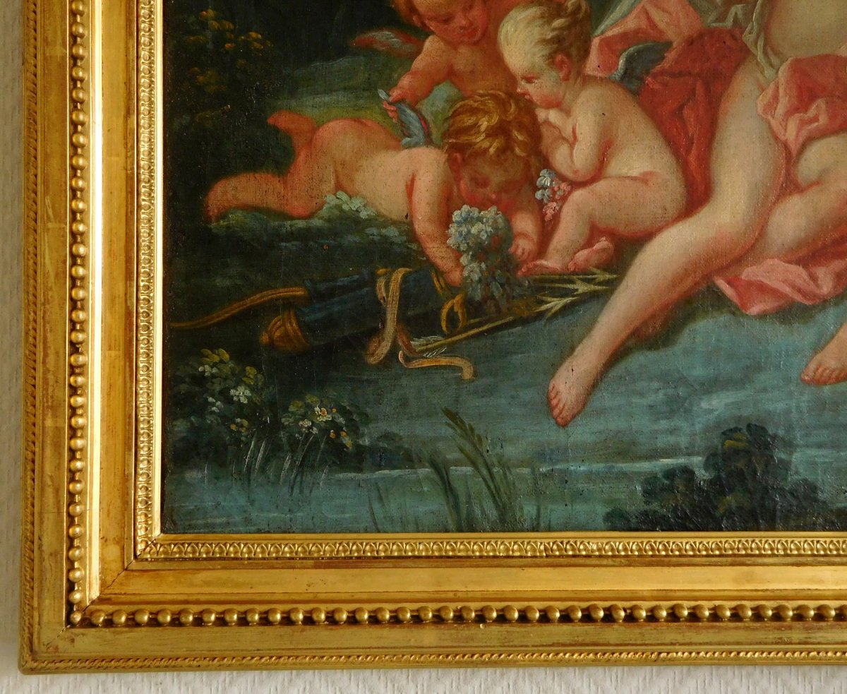 18th Century School, Butcher's Follower - Venus And Cupid Mythological Scene, Oil On Canvas-photo-6