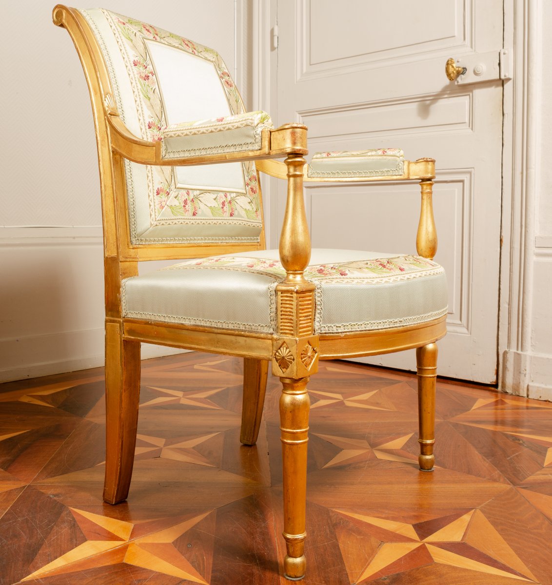 Pair Of Gilt Wood Armchairs - France Circa 1796-1799 Attributed To Jacob-photo-2