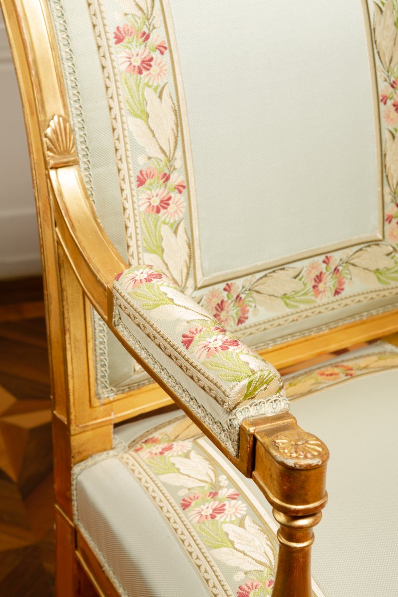 Pair Of Gilt Wood Armchairs - France Circa 1796-1799 Attributed To Jacob-photo-3