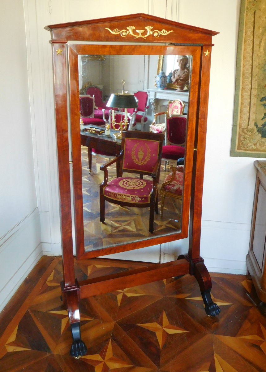 Mahogany And Ormolu Psyche Mirror - France, Empire / Consulate Period Circa 1800