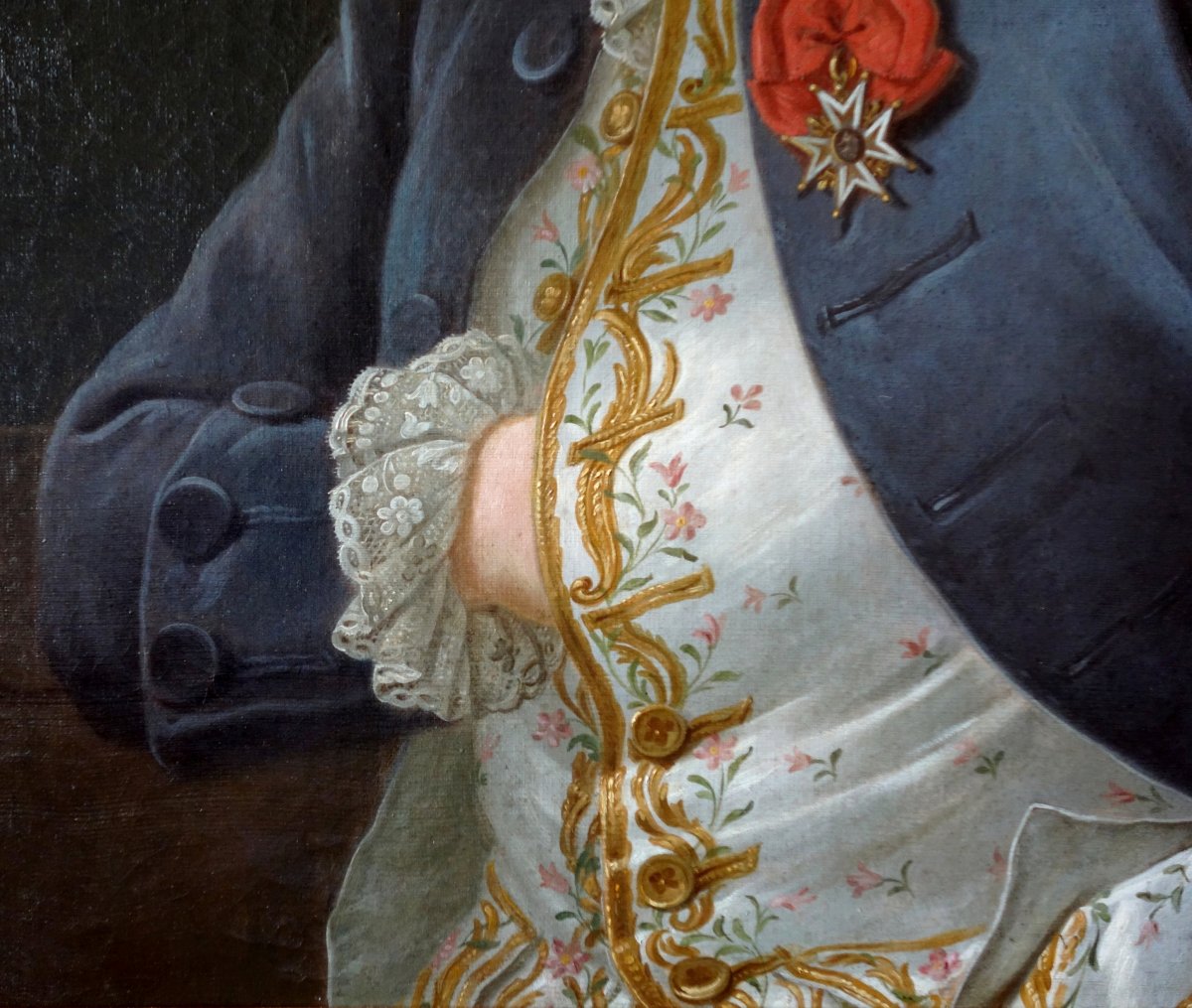 Grd Portrait De Gentilhomme d'époque Louis XVI Louis Béra Comte de Latran Hst 73 X91,5cm-photo-1