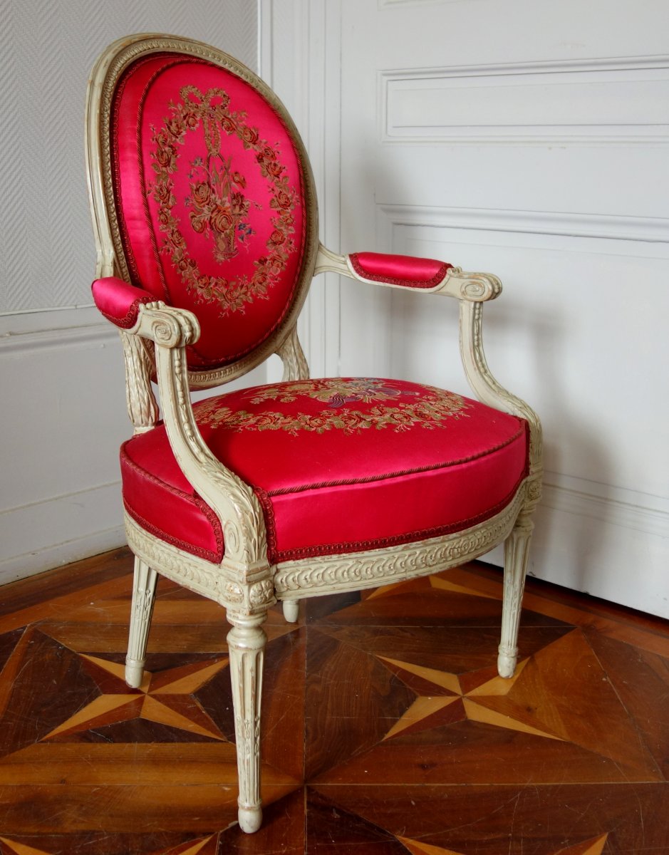 ND Delaisement : Paire De Luxueux Fauteuils Cabriolets d'époque Louis XVI - Estampille-photo-2