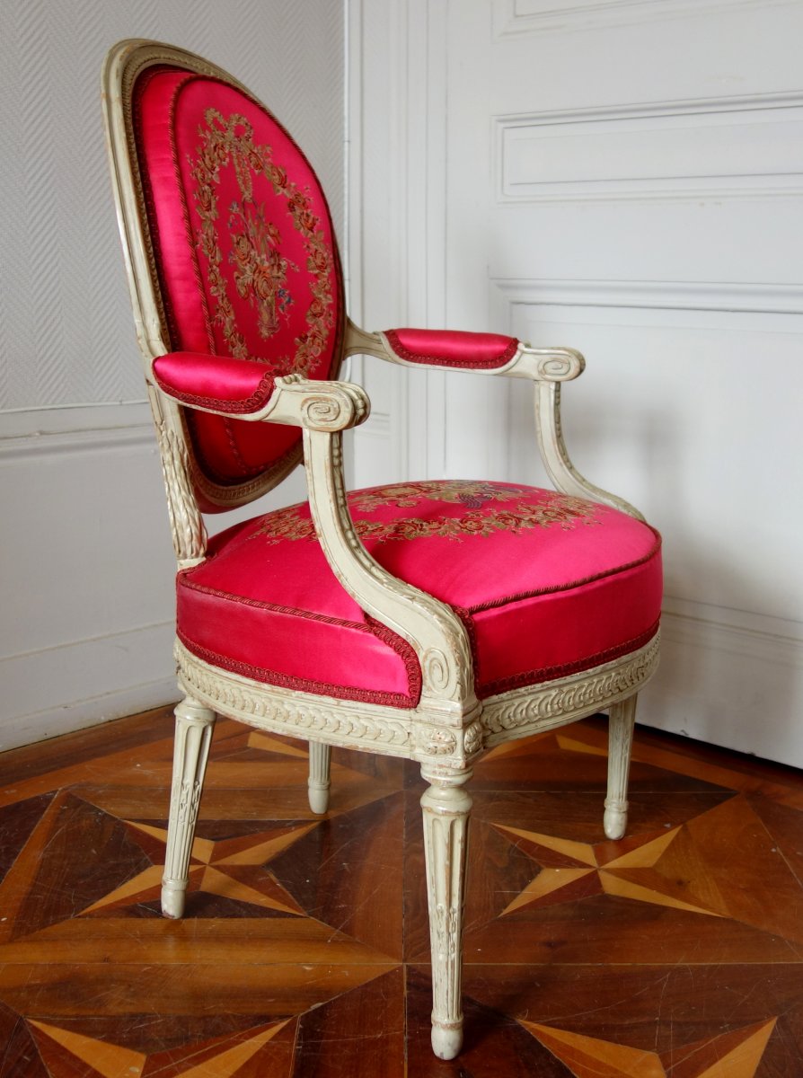 ND Delaisement : Paire De Luxueux Fauteuils Cabriolets d'époque Louis XVI - Estampille-photo-3
