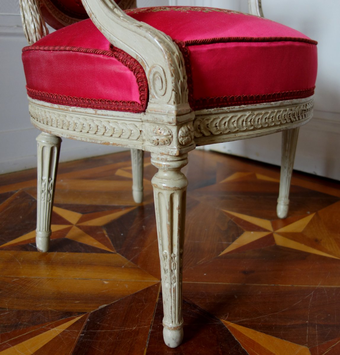 ND Delaisement : Paire De Luxueux Fauteuils Cabriolets d'époque Louis XVI - Estampille-photo-3