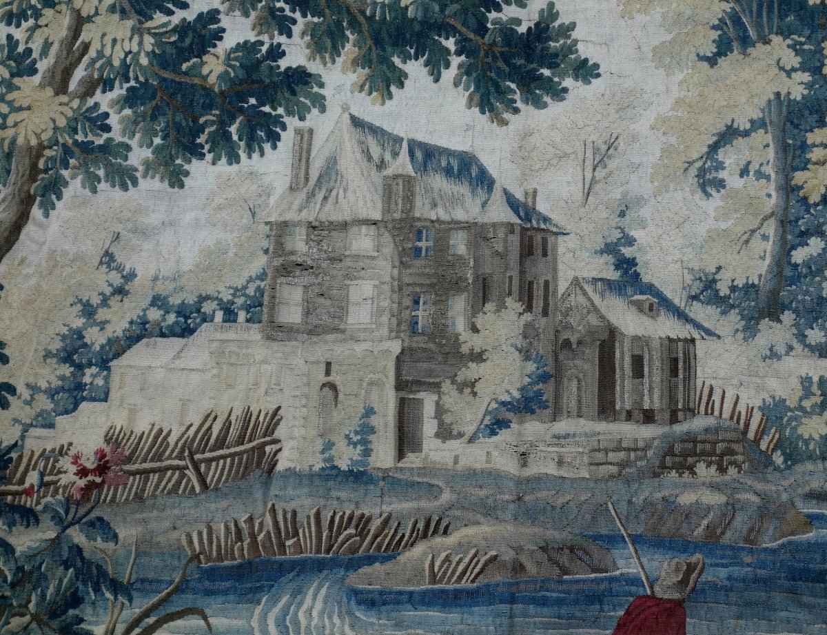 Aubusson Grande Tapisserie Polychrome d'époque Louis XVI d'Après Boucher Et Jj Dumons 256x358cm-photo-3