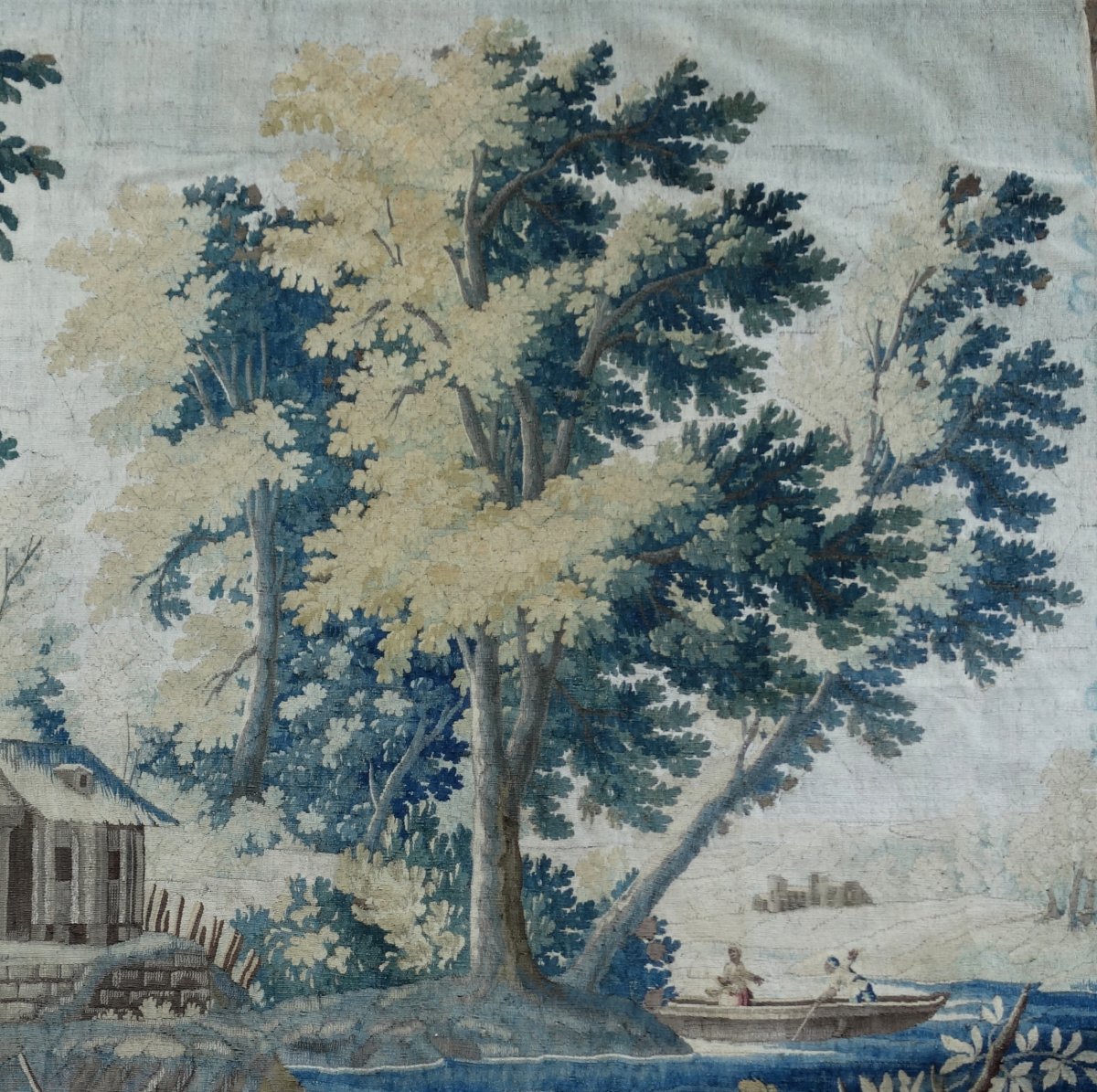 Aubusson Grande Tapisserie Polychrome d'époque Louis XVI d'Après Boucher Et Jj Dumons 256x358cm-photo-3