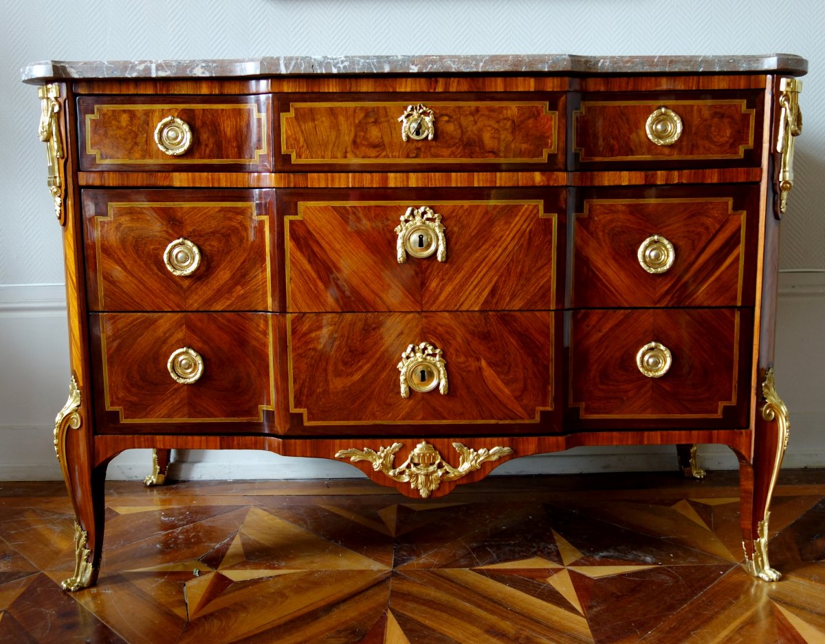 Commode Parisienne En Marqueterie d'époque Transation Circa 1770-photo-2