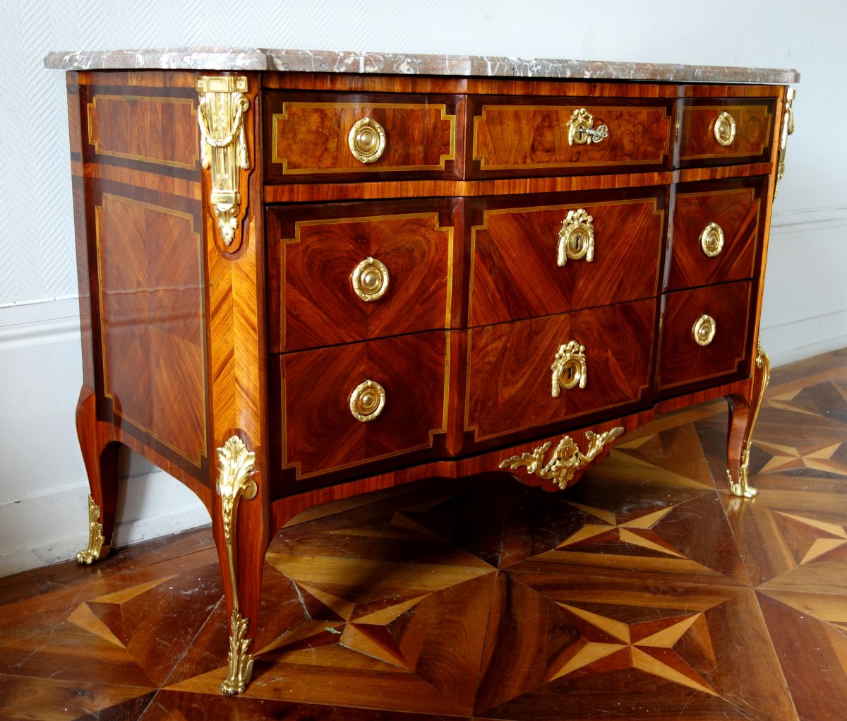 Commode Parisienne En Marqueterie d'époque Transation Circa 1770-photo-4
