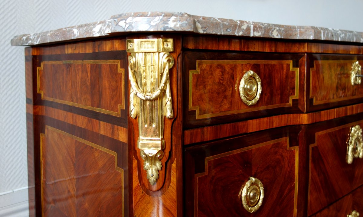 Commode Parisienne En Marqueterie d'époque Transation Circa 1770-photo-3