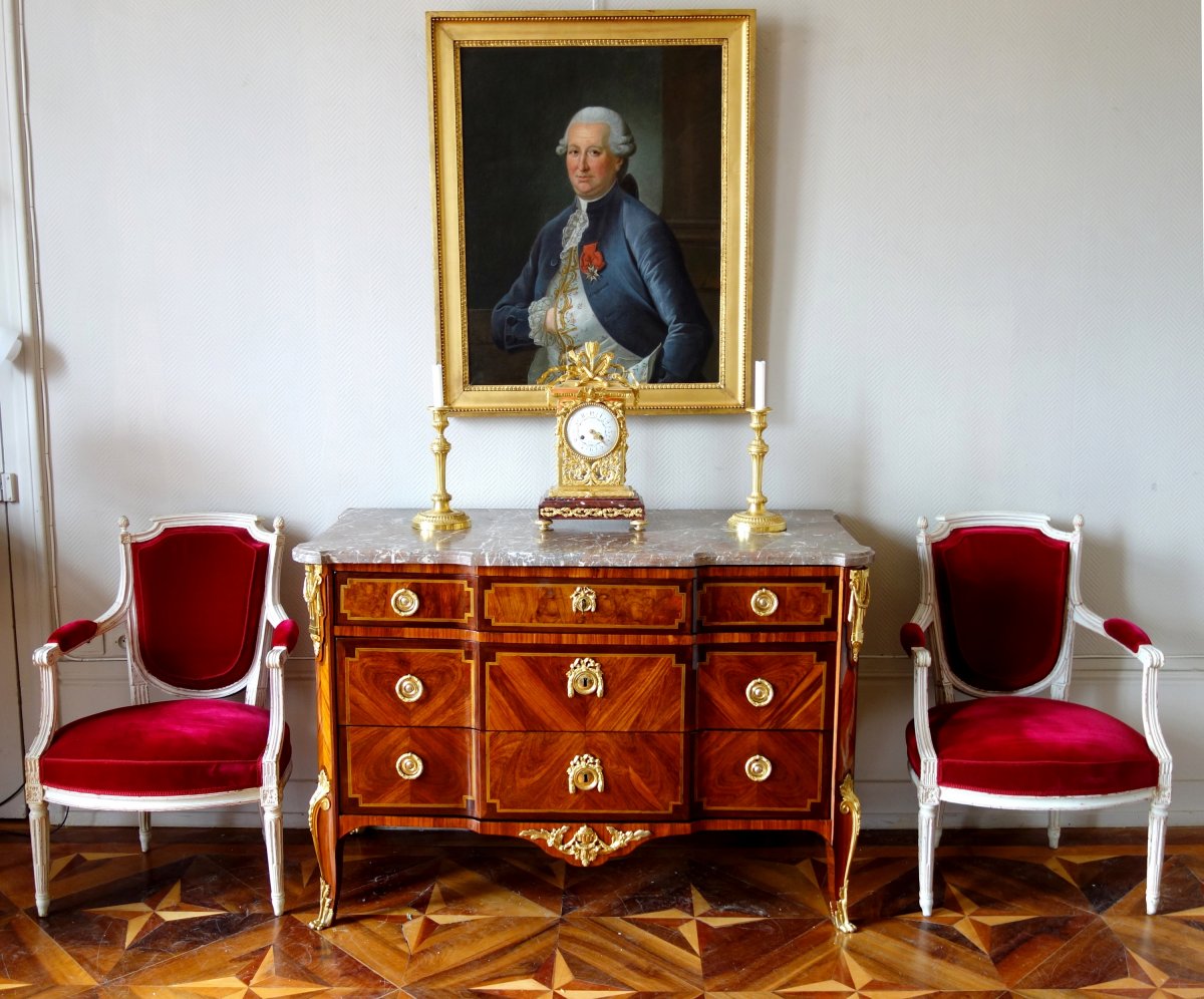 Commode Parisienne En Marqueterie d'époque Transation Circa 1770-photo-6