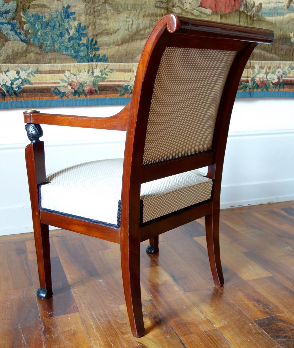 Mahogany Lounge Directoire Consulate Period - Sofa & 4 Armchairs - Circa 1800-photo-4