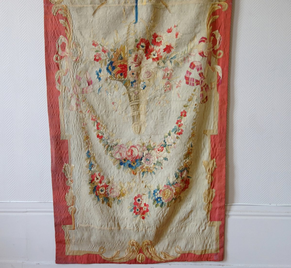 Aubusson Ou Beauvais Tapisserie Fine d'époque Louis XVI En Laine Et Soie - Trophée De Cornemuse-photo-3