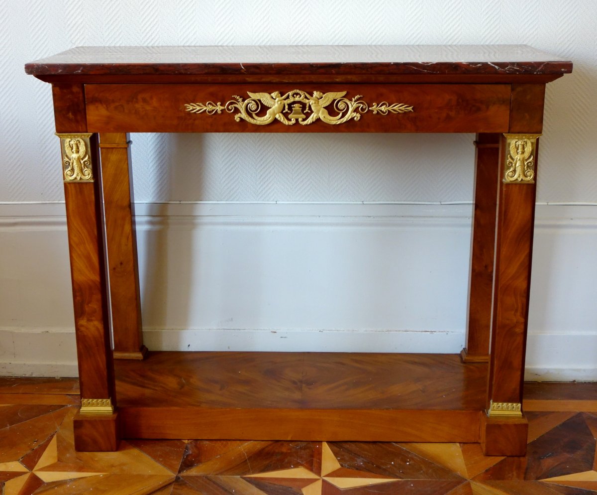 Mahogany And Ormolu Empire Console, Early 19th Century